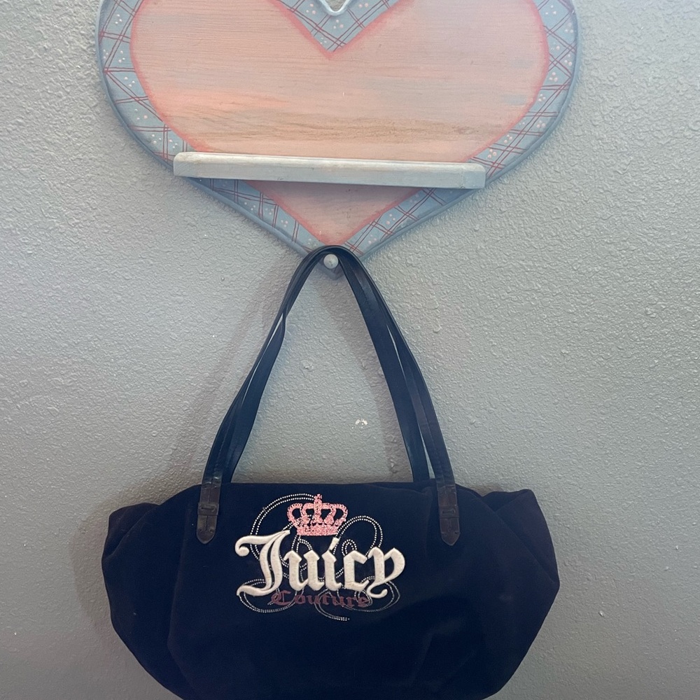 Juicy Couture Black velvet shoulder Bag
